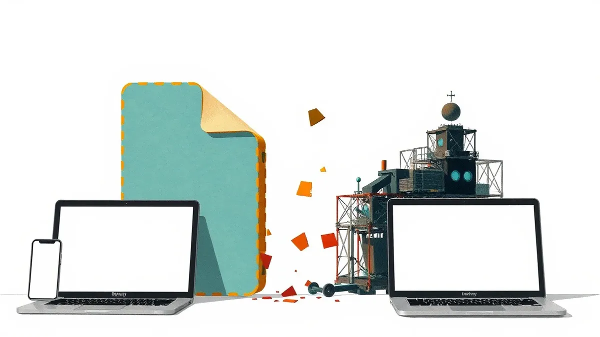 Illustration: A single file splits into two separate pieces on a clean white surface.