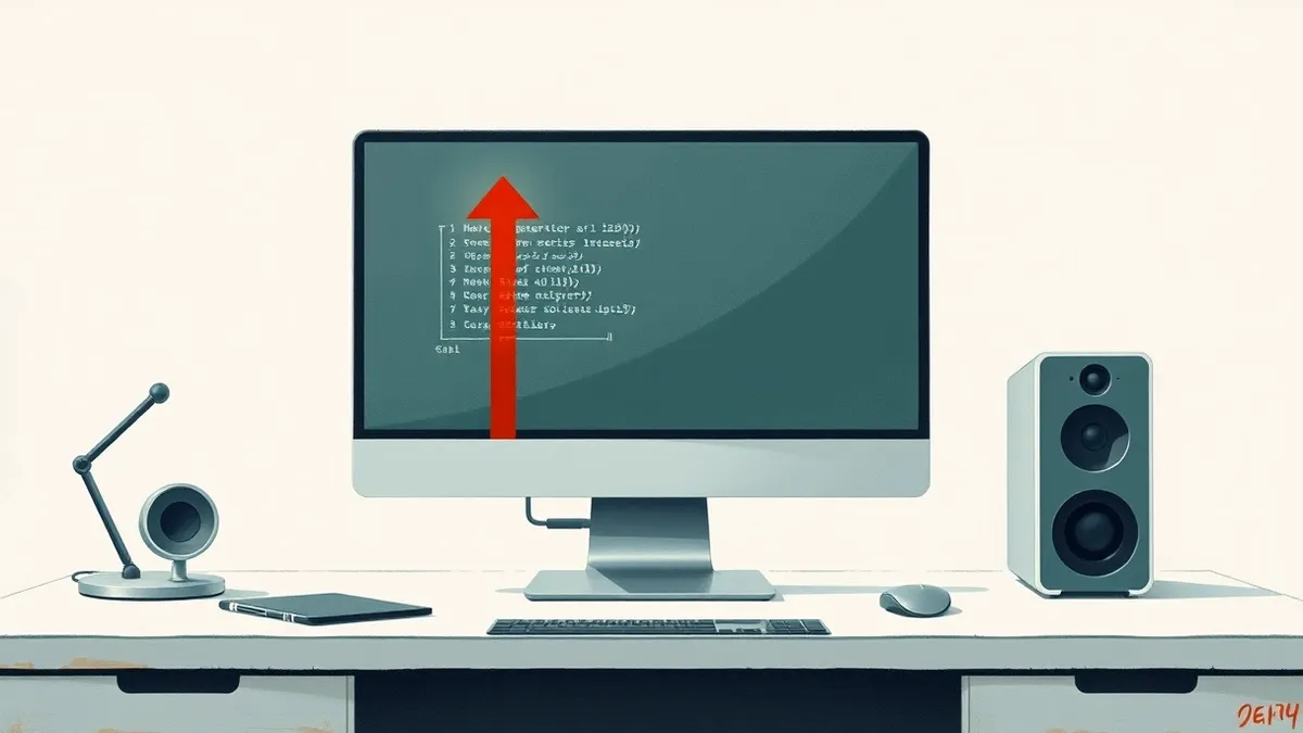 Illustration: A sleek desktop computer sits on a clean white desk.