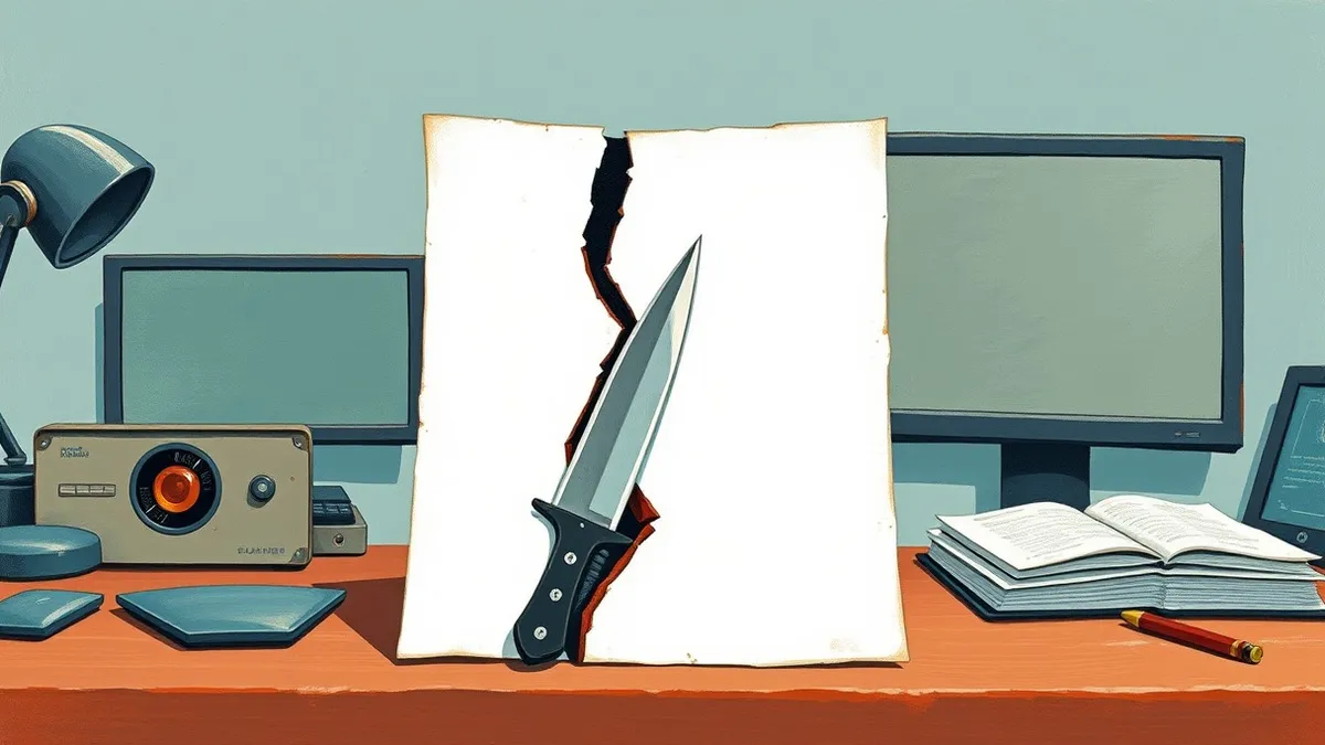 Illustration: A standard document icon sits on a clean desk, its surface smooth and blank.